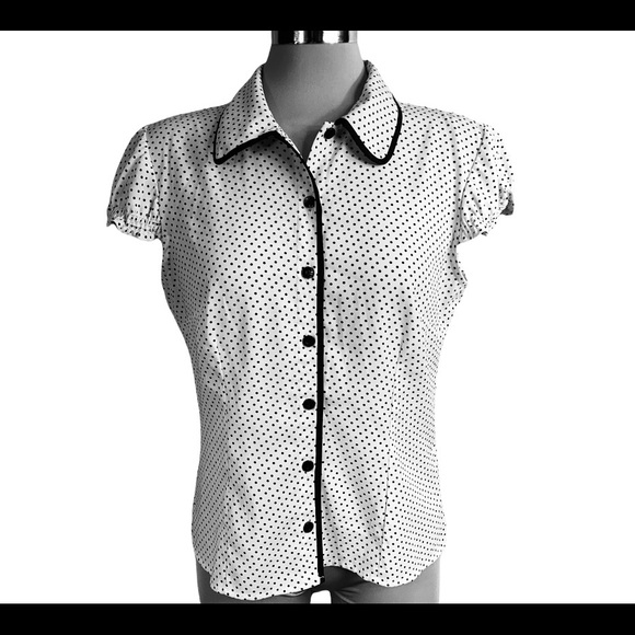 Reitmans white and black polka dots top Sise M - Picture 1 of 6